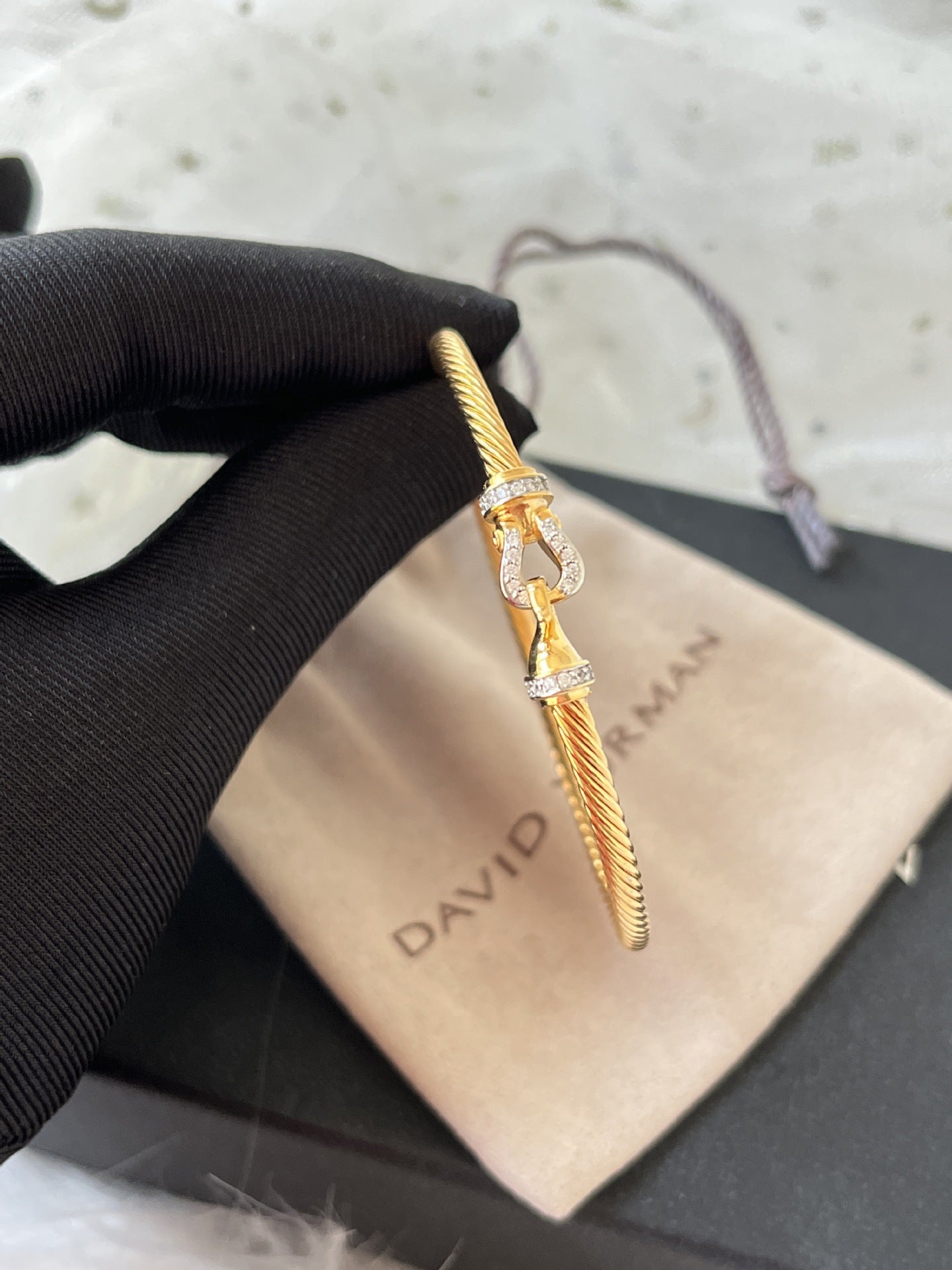 David yurm2n 3mm bangle with diamond lock