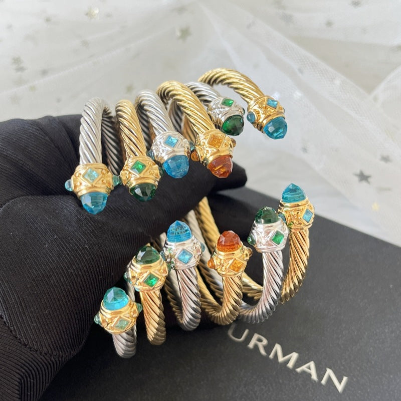 D2vid yurman 5mm bangles with colorful crystal