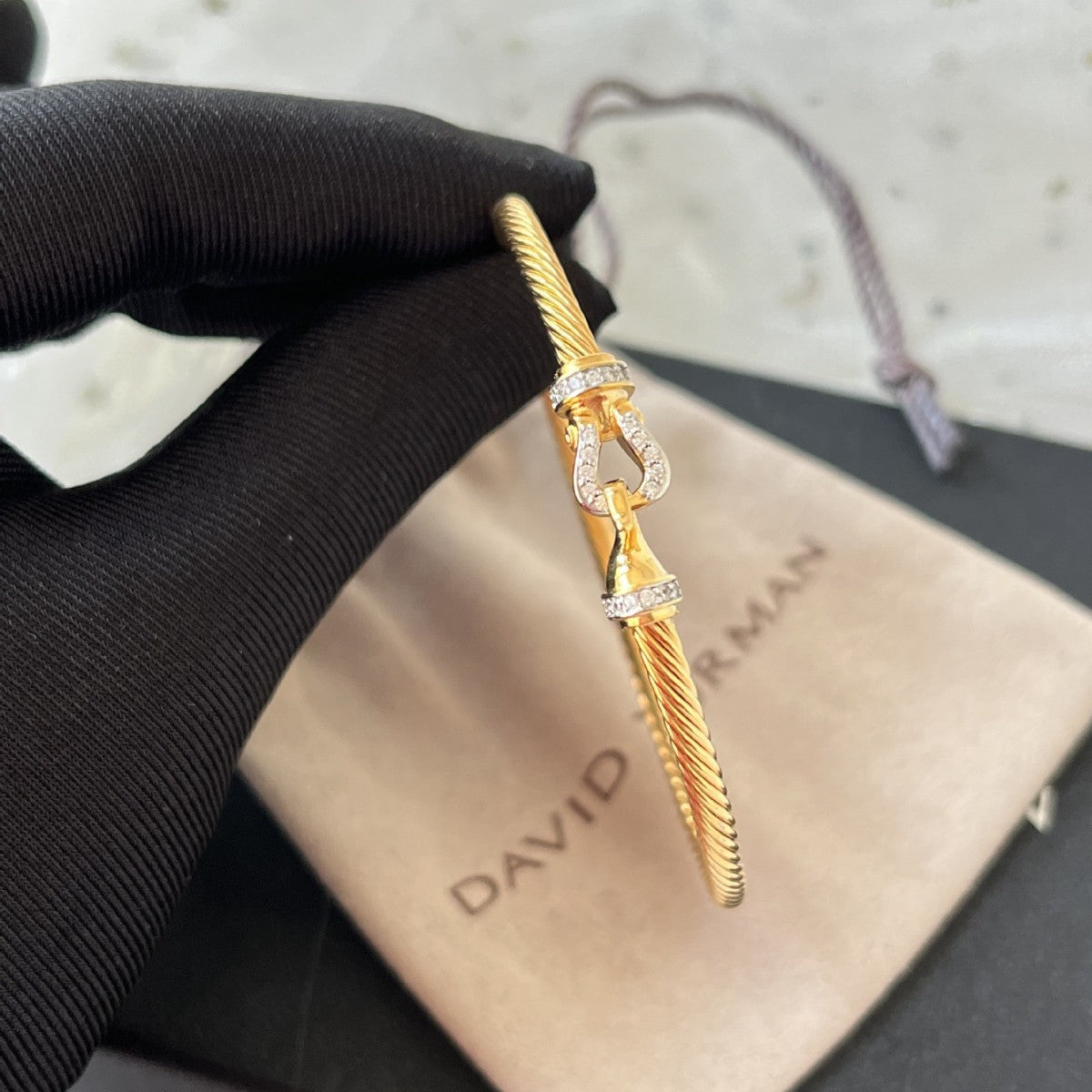 David yurm2n 3mm bangle with diamond lock