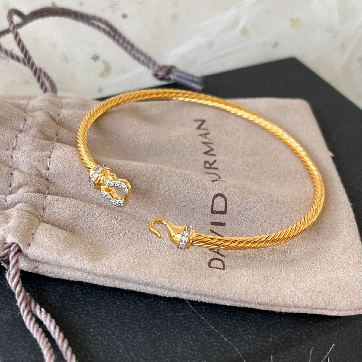 David yurm2n 3mm bangle with diamond lock