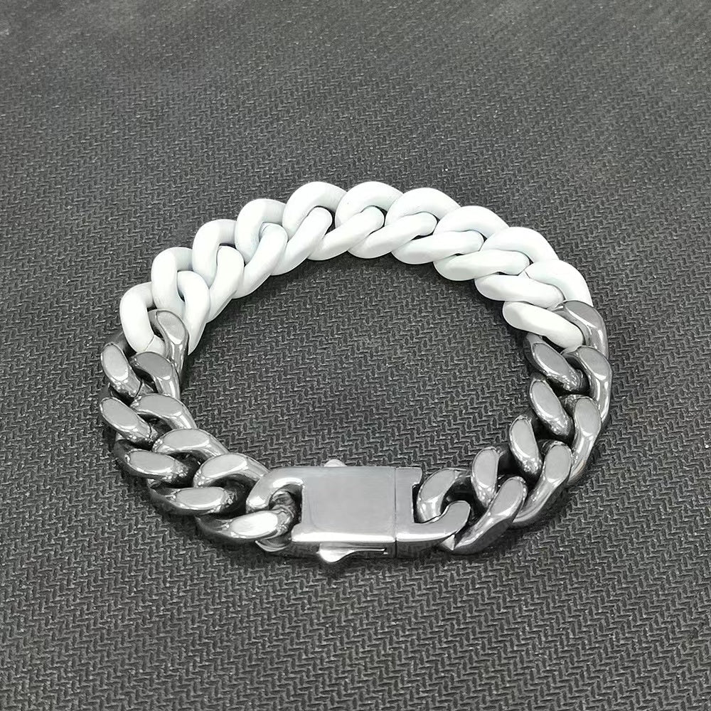 Chunky Colorful and Sliver Titanium Stainless Steel Bracelet