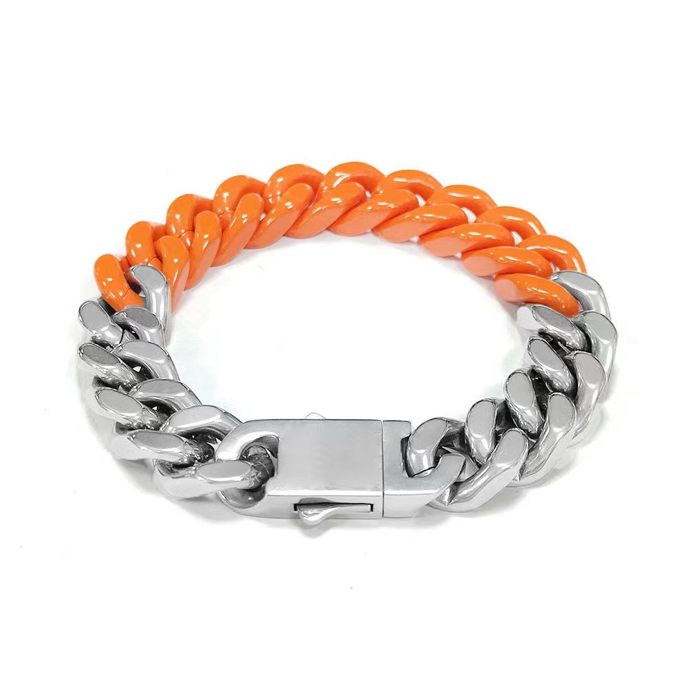 Chunky Colorful and Sliver Titanium Stainless Steel Bracelet